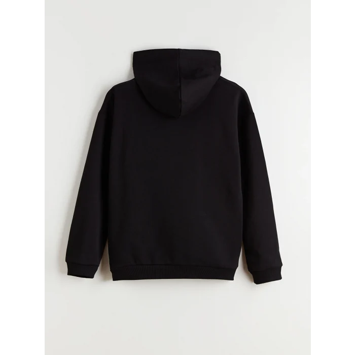 LCW Kids Siyah Kapüşonlu Baskılı Erkek Çocuk Sweatshirt