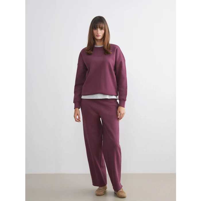 LCW Vision Mürdüm Nakışlı Oversize Kadın Kalın Sweatshirt