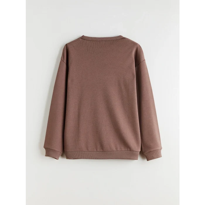 LCW Kids Kahverengi Bisiklet Yaka Boston Baskılı Erkek Çocuk Tişört