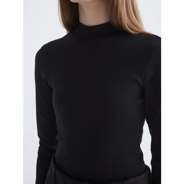 LCWAIKIKI Basic Siyah Dik Yaka Kadın Body