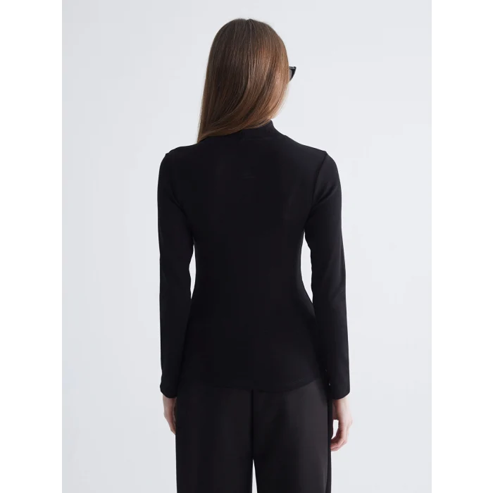 LCWAIKIKI Basic Siyah Dik Yaka Kadın Body