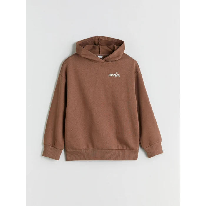 LCW Kids Kahverengi Kapüşonlu Sırt Baskılı Kız Çocuk Sweatshirt