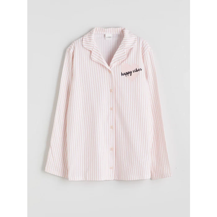 LCW Kids Beyaz Gömlek Yaka Kız Çocuk Pijama Takımı