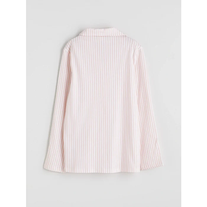 LCW Kids Beyaz Gömlek Yaka Kız Çocuk Pijama Takımı