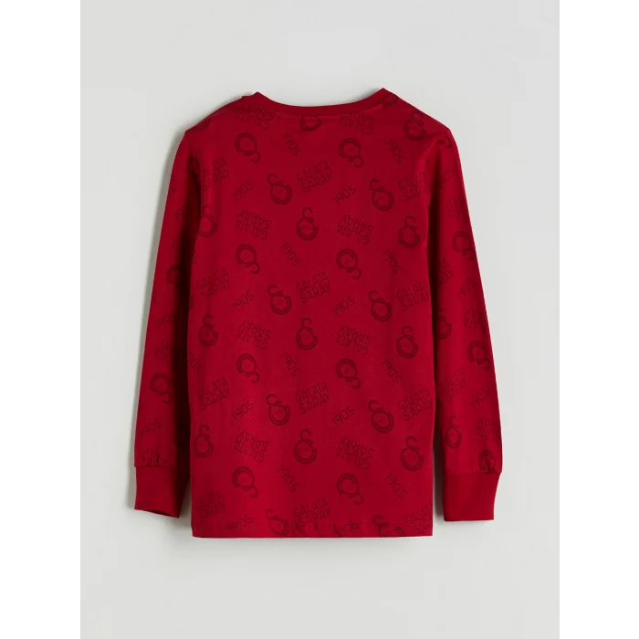 LCW Kids Kırmızı Bisiklet Yaka Galatasaray Baskılı Erkek Çocuk Pijama Takımı