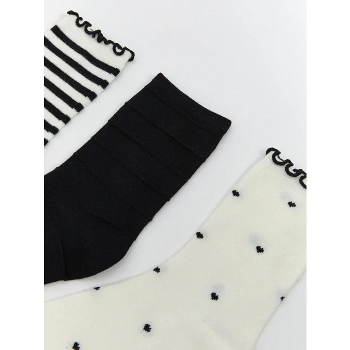 LCW DREAM Ekru Desenli Kadın Soket Çorap 3lü