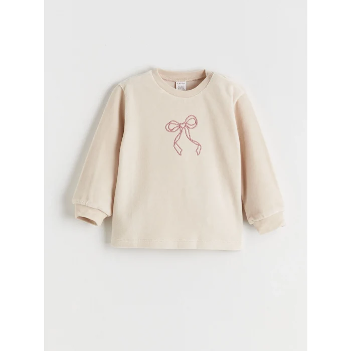 LCW baby Bej Baskılı Kız Bebek Sweatshirt ve Pantolon 2li