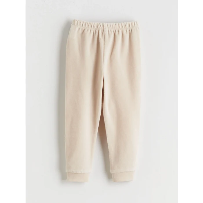 LCW baby Bej Baskılı Kız Bebek Sweatshirt ve Pantolon 2li