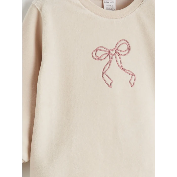 LCW baby Bej Baskılı Kız Bebek Sweatshirt ve Pantolon 2li