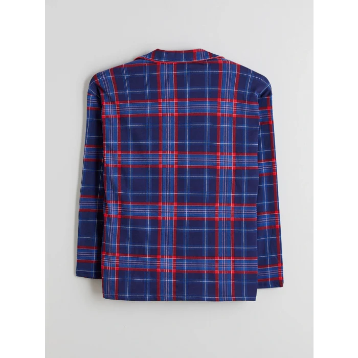 LCW Young Lacivert Gömlek Yaka Ekose Kadın Pijama Takımı