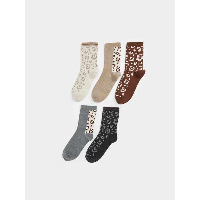 LCW DREAM Bej Desenli Kadın Soket Çorap 5li