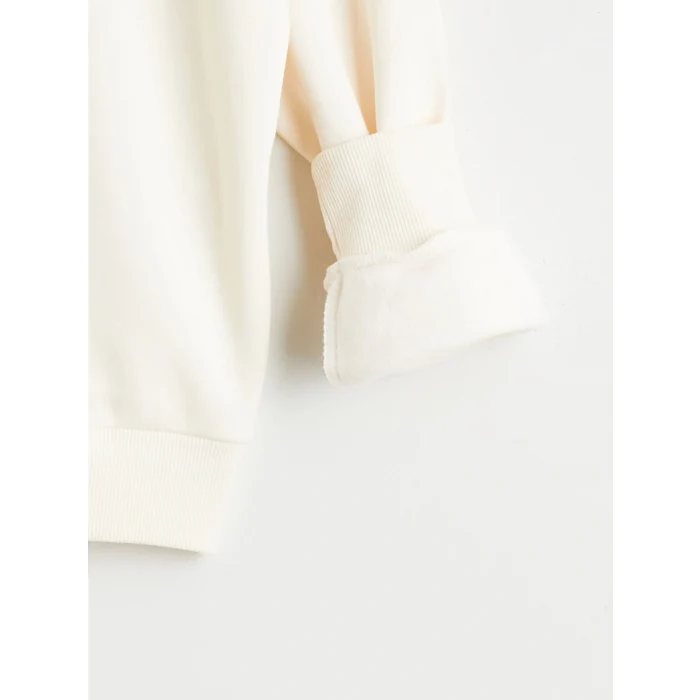 LCW Kids Ekru Sırt Baskılı Kız Çocuk Sweatshirt