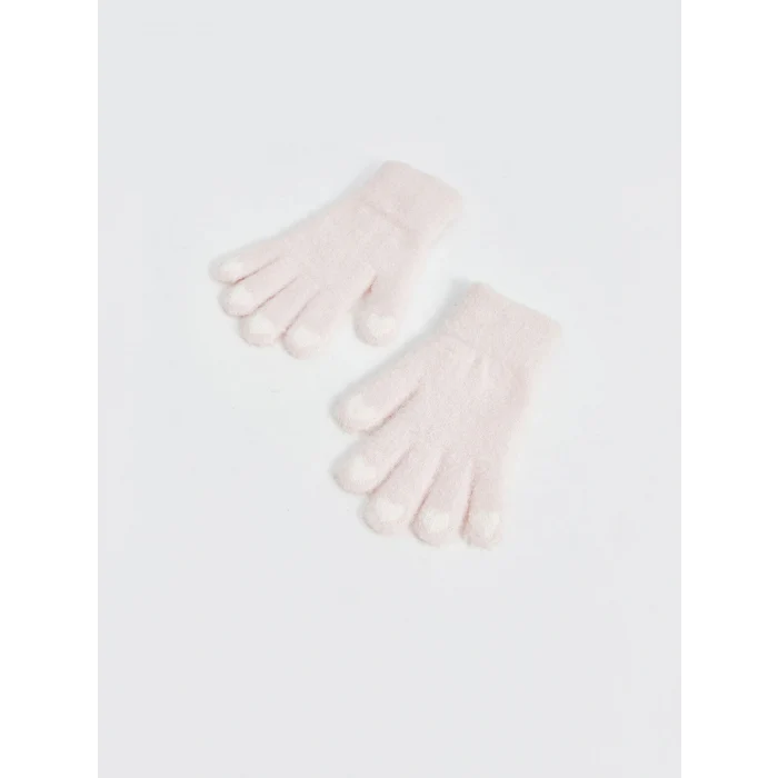 LCW ACCESSORIES Pembe Kalp Desenli Kız Çocuk Eldiven
