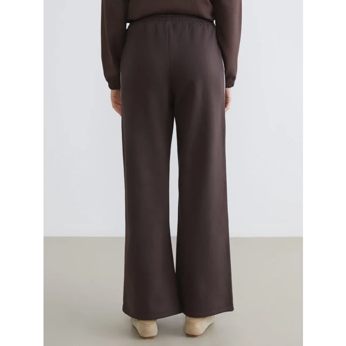 XSIDE Kahverengi Beli Lastikli Baskılı Kadın Kalın Eşofman Altı