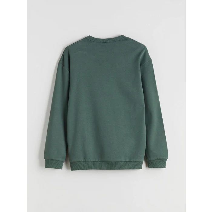 LCW Kids Yeşil Bisiklet Yaka Erkek Çocuk Sweatshirt