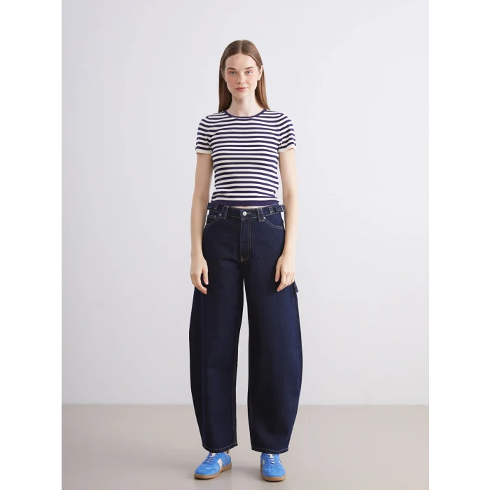 XSIDE İndigo Baggy Fit Kadın Jean Pantolon