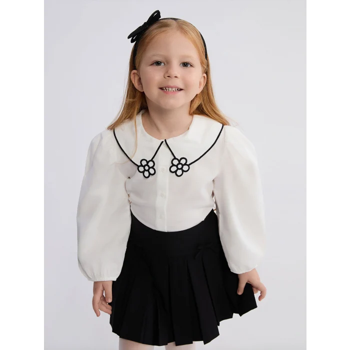 LCW Kids Ekru Bebe Yaka Kız Çocuk Gömlek