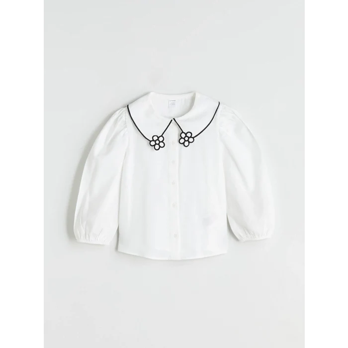 LCW Kids Ekru Bebe Yaka Kız Çocuk Gömlek