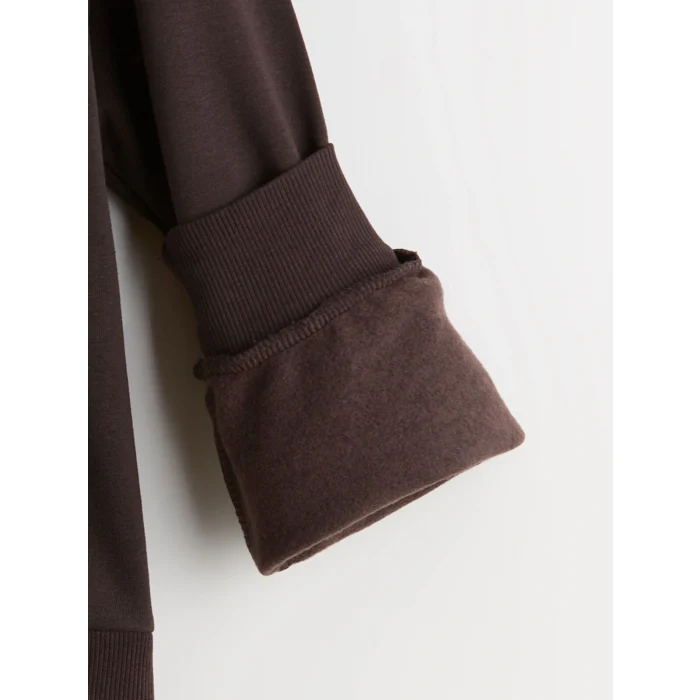 LCW Kids Kahverengi Dik Yaka Kız Çocuk Sweatshirt