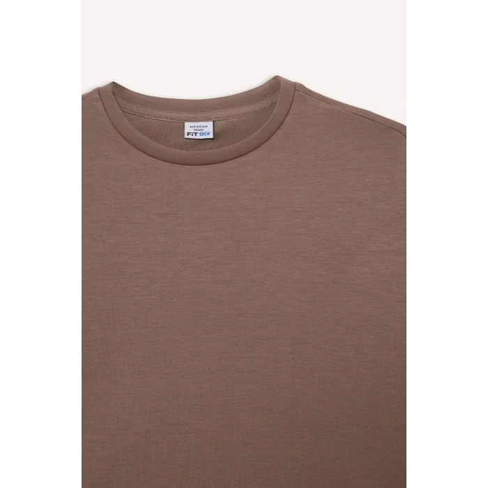 Defacto E8954AXBN576 Kahve DeFactoFit Oversize Geniş Kalıp Bisiklet Yaka Modal Sporcu Sweatshirt