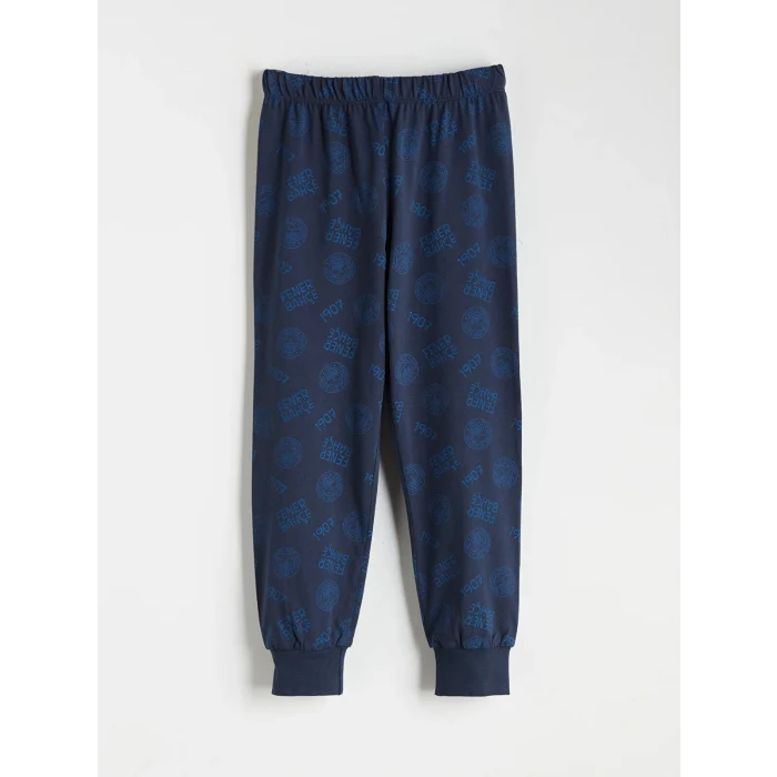 LCW Kids Lacivert Bisiklet Yaka Baskılı Erkek Çocuk Pijama Takımı