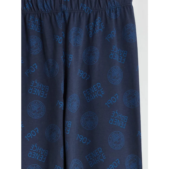 LCW Kids Lacivert Bisiklet Yaka Baskılı Erkek Çocuk Pijama Takımı