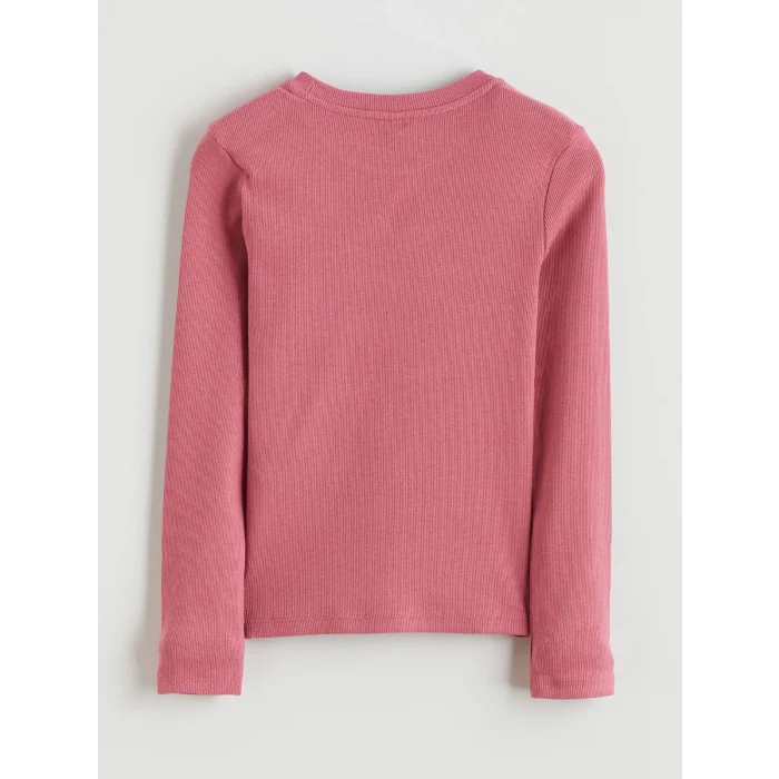 LCW Kids Pembe Bisiklet Yaka Baskılı Kız Çocuk Tişört