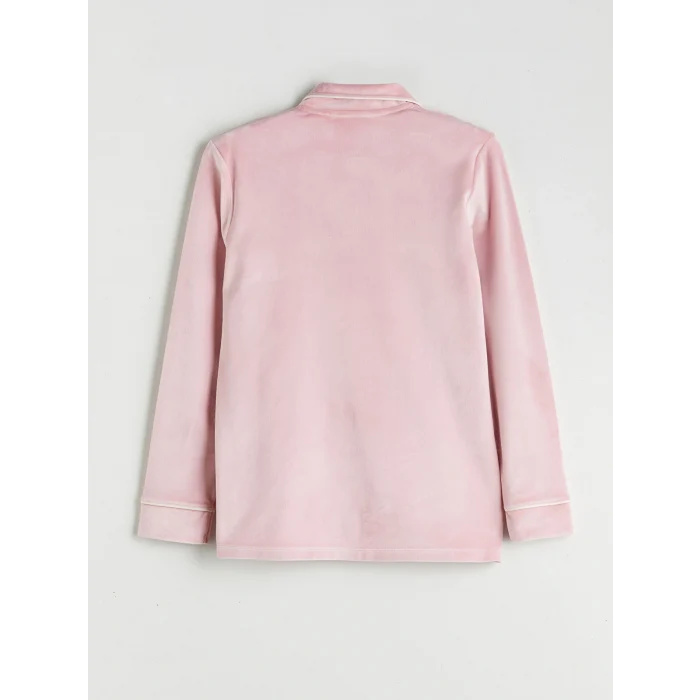 LCW DREAM Pembe Gömlek Yaka Kadife Kadın Pijama Takımı