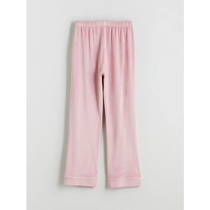 LCW DREAM Pembe Gömlek Yaka Kadife Kadın Pijama Takımı