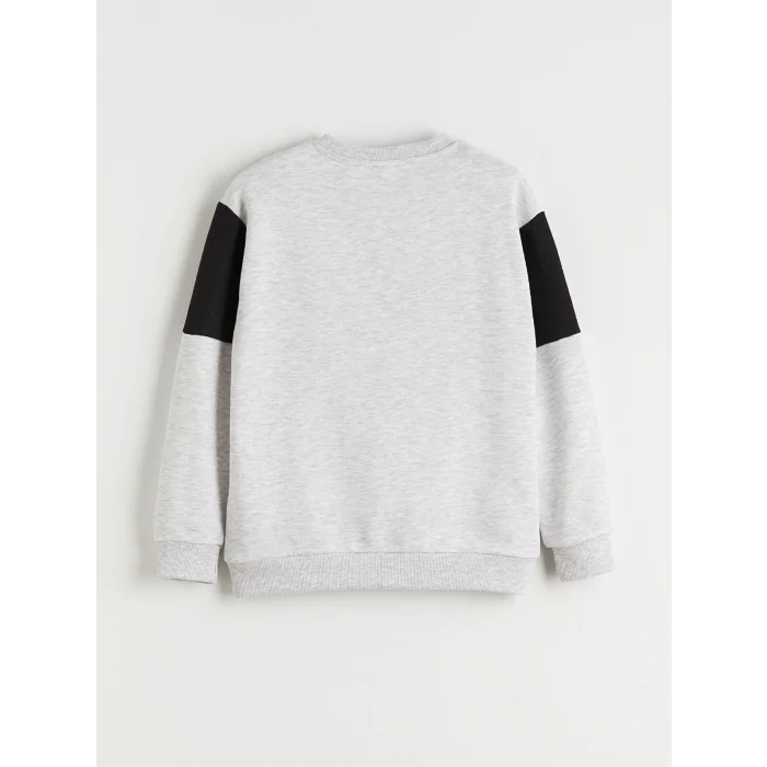 LCW Kids Gri Bisiklet Yaka PlayStation Baskılı Erkek Çocuk Sweatshirt
