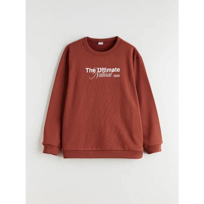 LCW Kids Turuncu Bisiklet Yaka Erkek Çocuk Kalın Sweatshirt