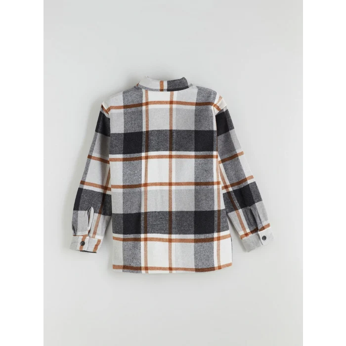 LCW Kids Kahverengi Uzun Kollu Ekose Erkek Çocuk Oduncu Gömlek