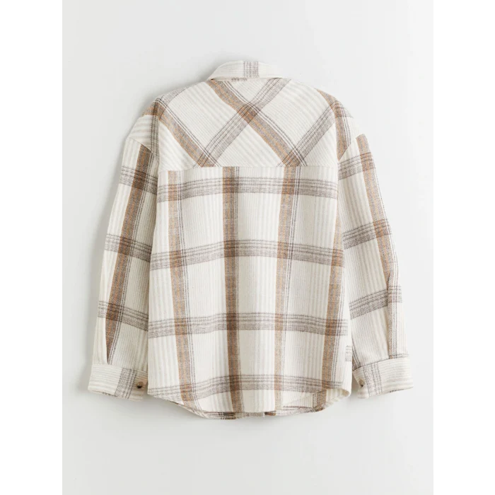 LCW Kids Ekru Ekose Kız Çocuk Gömlek