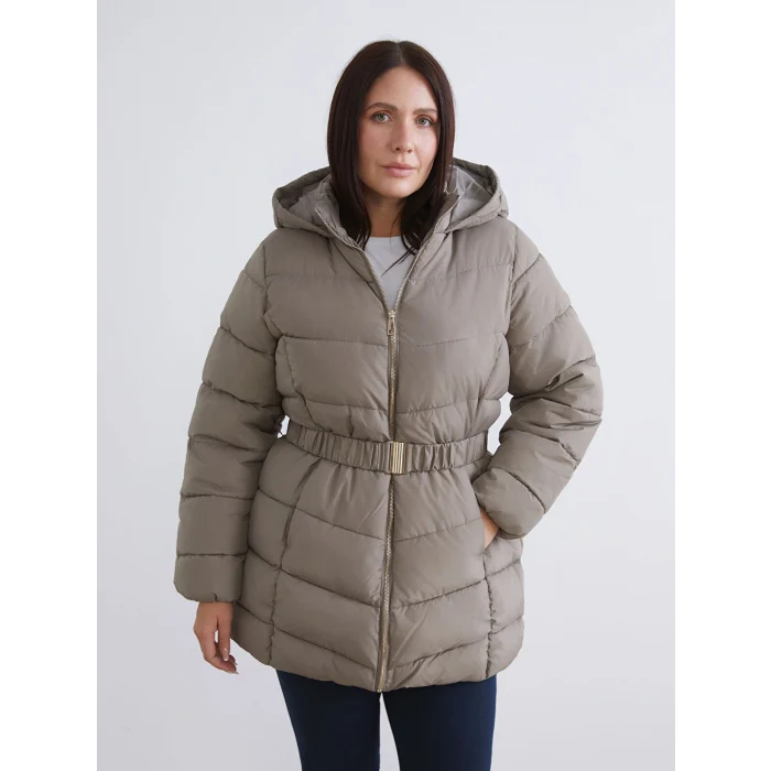 LCWAIKIKI Classic Kahverengi Kapüşonlu Kadın Şişme Mont