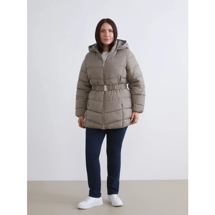 LCWAIKIKI Classic Kahverengi Kapüşonlu Kadın Şişme Mont