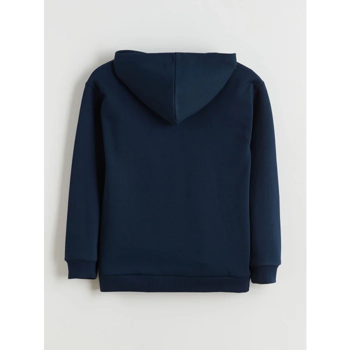 LCW Kids Lacivert Kapüşonlu Yılbaşı Temalı Erkek Çocuk Sweatshirt