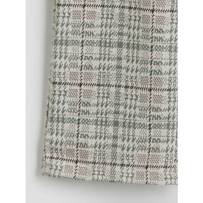 LCW Kids Bej Beli Lastikli Ekose Kız Çocuk Pantolon