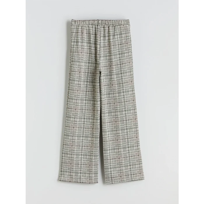 LCW Kids Bej Beli Lastikli Ekose Kız Çocuk Pantolon