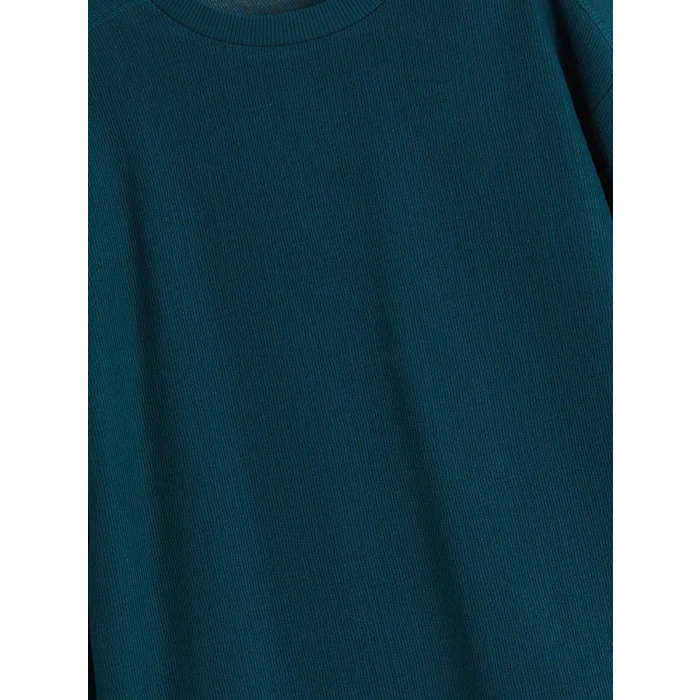 LCW Kids Petrol Bisiklet Yaka Dokulu Erkek Çocuk Tişört