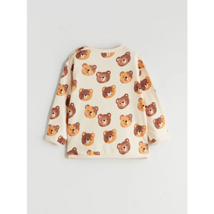 LCW baby Ekru Ayıcık Baskılı Erkek Bebek Sweatshirt ve Eşofman Altı