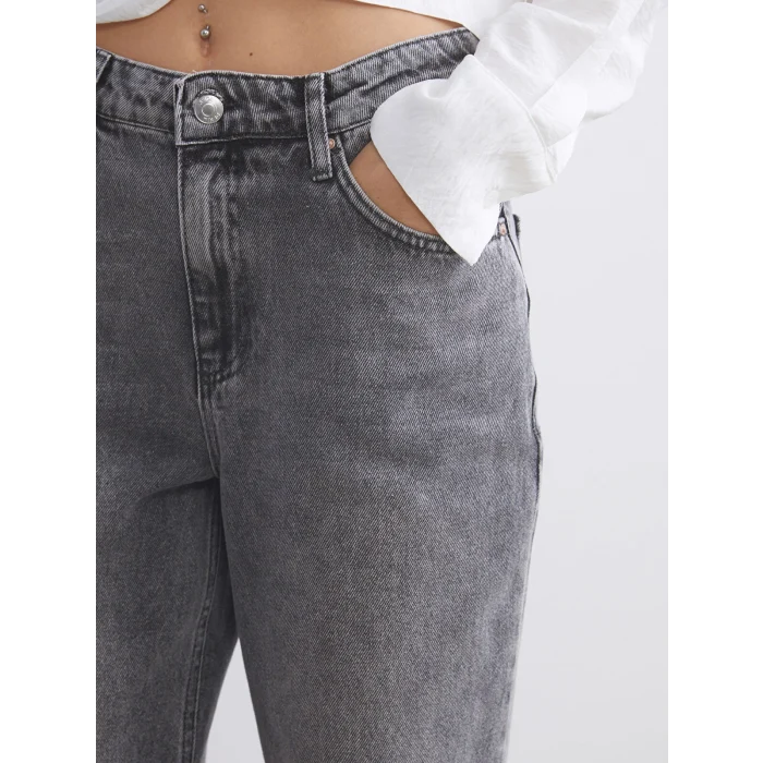 XSIDE Gri Straight Fit Kadın Jean Pantolon