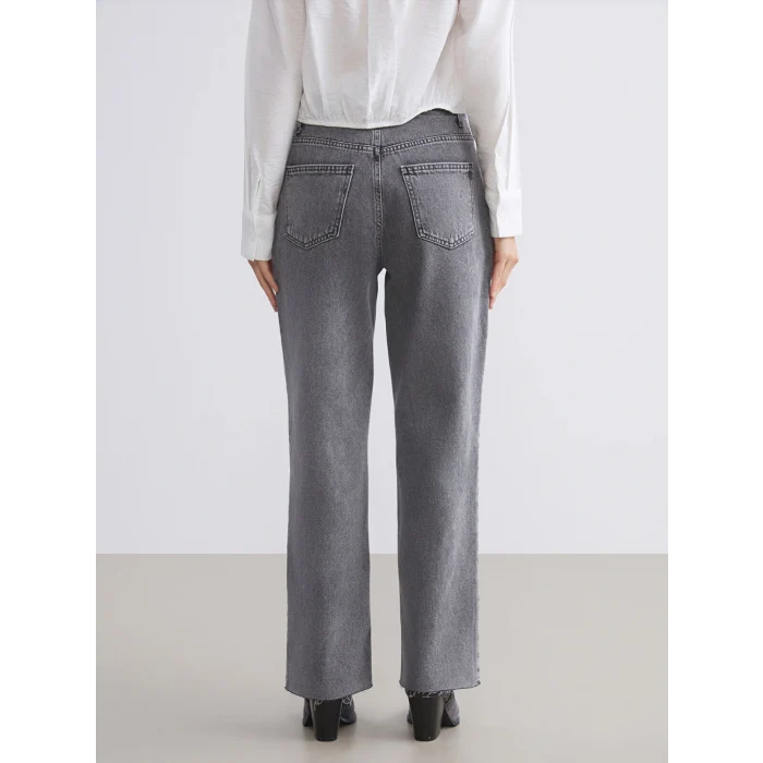 XSIDE Gri Straight Fit Kadın Jean Pantolon