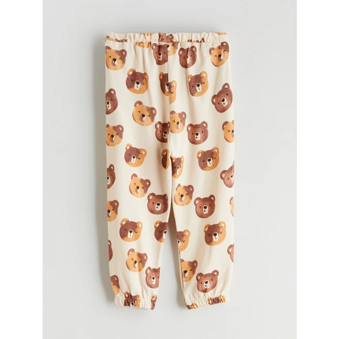 LCW baby Ekru Ayıcık Baskılı Erkek Bebek Sweatshirt ve Eşofman Altı