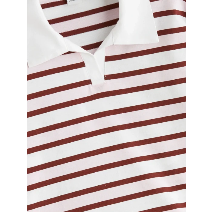 LCW Kids Karışık Polo Yaka Çizgili Kız Çocuk Tişört