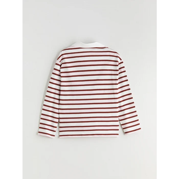 LCW Kids Karışık Polo Yaka Çizgili Kız Çocuk Tişört