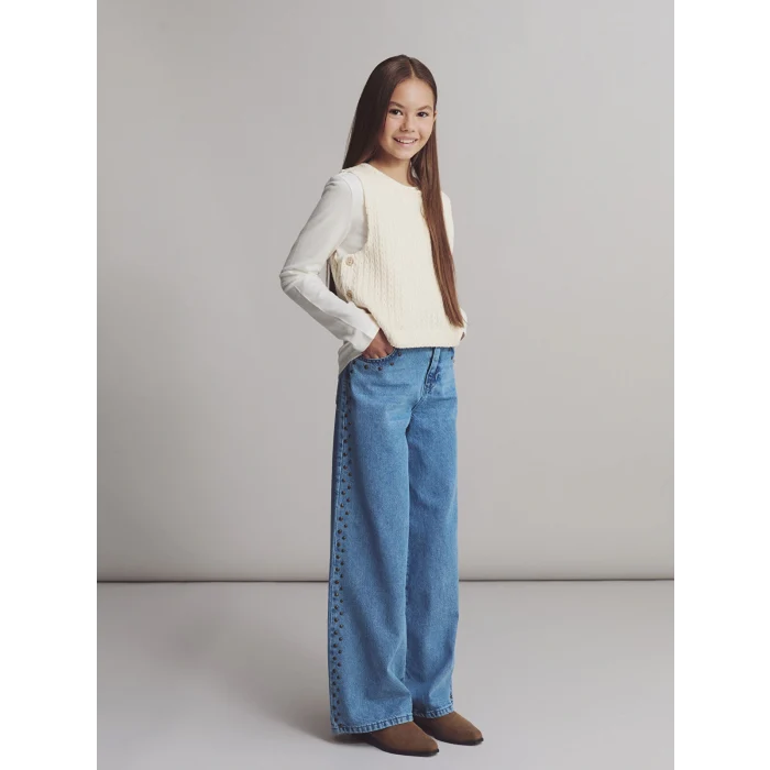 LCW Kids Bej Bisiklet Yaka Kız Çocuk Tişört ve Süveter 2li