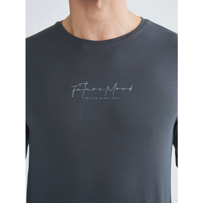 LC WAIKIKI Siyah Bisiklet Yaka Uzun Kollu Erkek Pijama Takımı