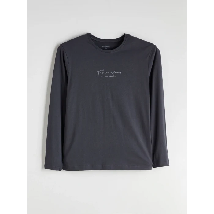 LC WAIKIKI Siyah Bisiklet Yaka Uzun Kollu Erkek Pijama Takımı