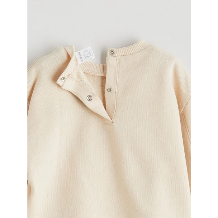 LCW baby Bej Kız Bebek Baskılı Sweatshirt ve Kadife Pantolon 2li