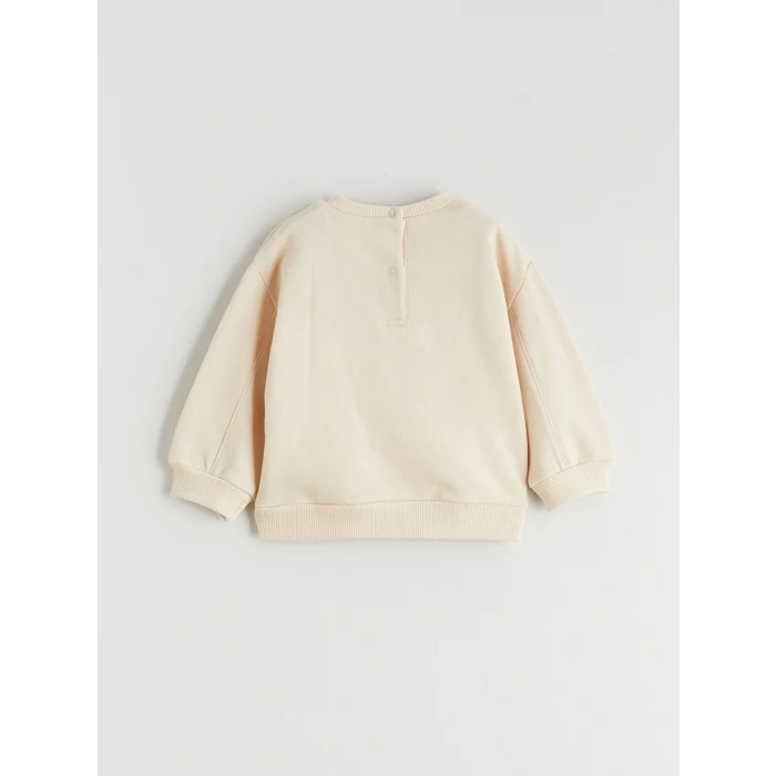 LCW baby Bej Kız Bebek Baskılı Sweatshirt ve Kadife Pantolon 2li